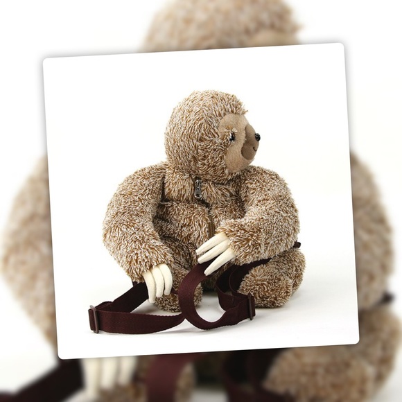 RESTOCK Happy Kids Sloth Plush FairyTale 3-Toe Ombre Brown Backpack Bag - Picture 4 of 8